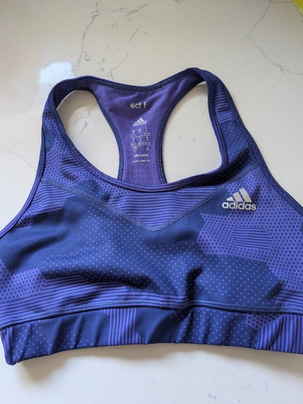 Adidas Climalite TechFit sports bra Size S medium support Purple